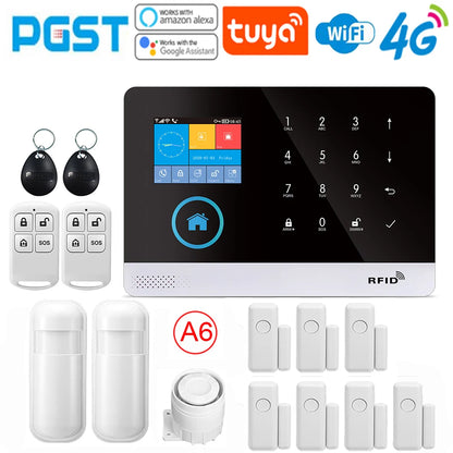 Sistema di allarme PGST ultima versione, WiFi, 4G, allarme di sicurezza domestica intelligente Tuya, controllo vocale intelligente Alexa, funzione push APP
