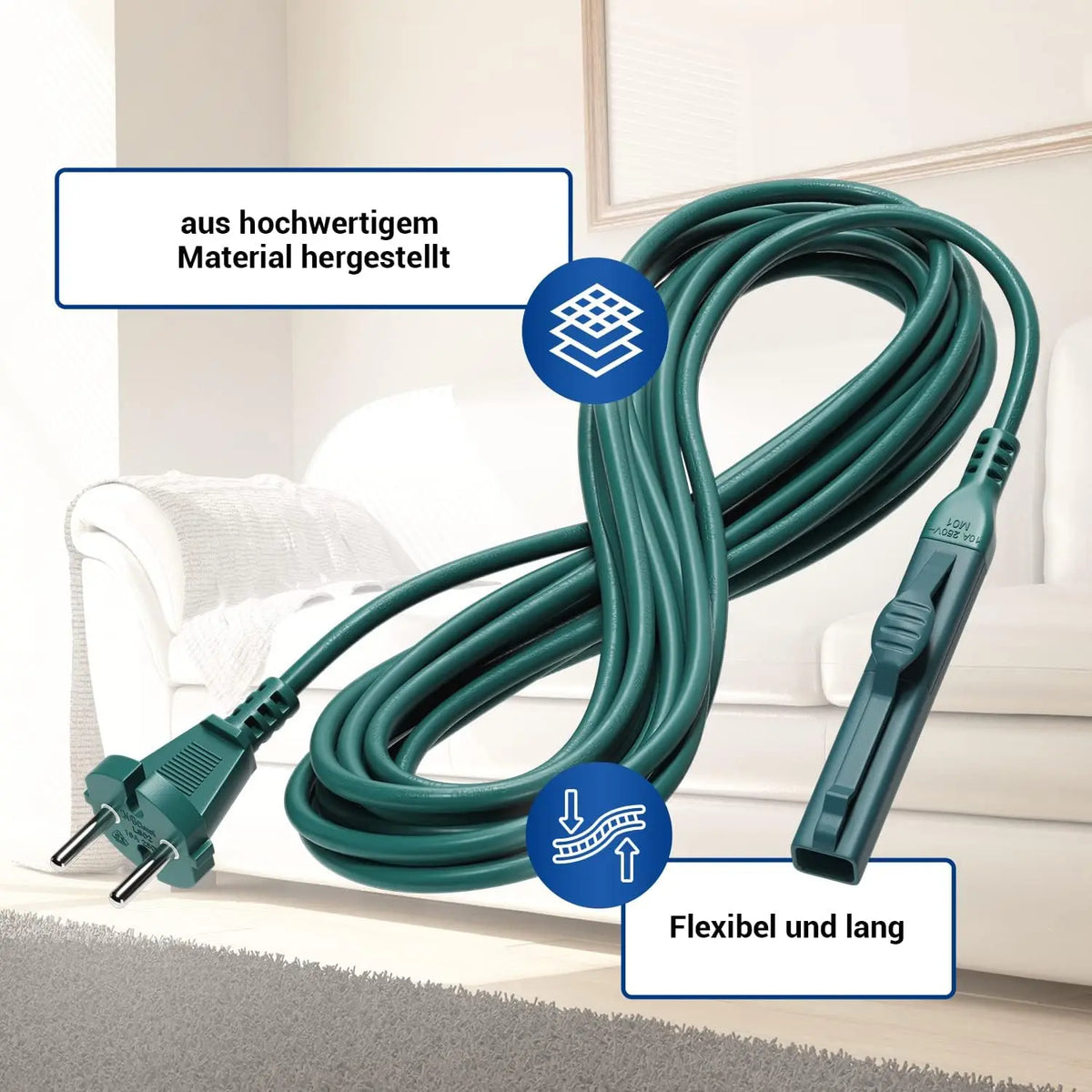 Cavo di Alimentazione e Cavo di Ricambio per Aspirapolvere Vorwerk, Compatibile con Kobold VK140 VK150