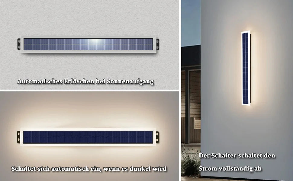 Lampade da parete solari per esterni IP65 LED impermeabile lungo 60 cm, paralume in acrilico 10 W per montaggio a parete per portico, patio, ingresso