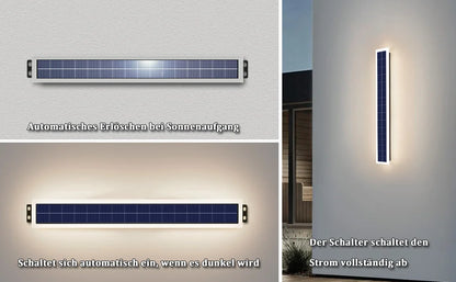 Lampade da parete solari per esterni IP65 LED impermeabile lungo 60 cm, paralume in acrilico 10 W per montaggio a parete per portico, patio, ingresso
