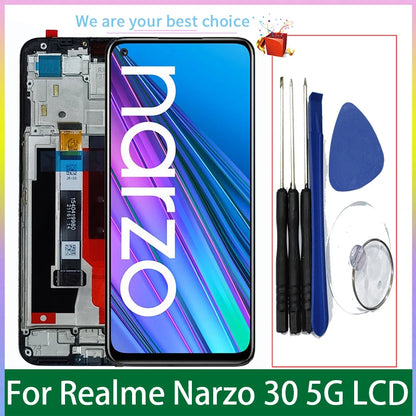 Per Realme Narzo 30 5G RMX3242 Display LCD originale Touch Screen con telaio Digitizer Assembly Parti di ricambio