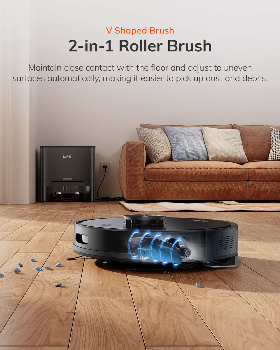 Robot Aspirapolvere ILIFE T20s Ultra con Stazione di Svuotamento Automatico, Aspirazione 10000Pa, Batteria 4600mAh, Autonomia Massima 300 Minuti
