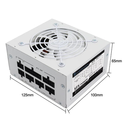 Alimentatore SFX completamente modulare da 600W, design compatto per case Mini-ITX SFF, ventola silenziosa da 90mm, tensione ampia 90-265V, per sistemi PC gaming compatti.