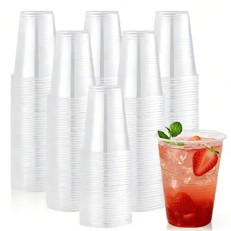 50/100 bicchieri di plastica trasparenti usa e getta, bicchieri per uso domestico, per succhi di frutta, caffè, gelato, utensili per feste di compleanno