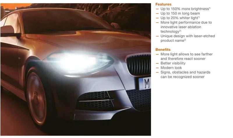 OSRAM H4 H7 H11 12V Luce alogena per auto Interruttore notturno Laser Lampade automatiche di prossima generazione + Luminosità 150% Lampadine originali, 2X