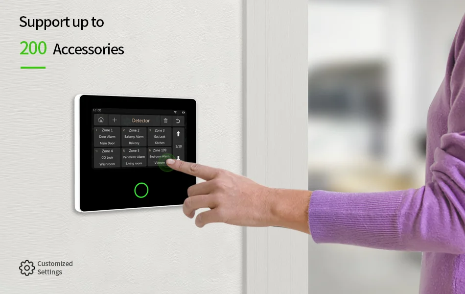 Staniot WiFi SecPanel 5 sistema di allarme domestico Wireless Tuya Smart 4.3 "Kit di sicurezza Touch Screen sirena integrata APP telecomando,Batteria integrata da 1500 mAh, supporto per Alexa