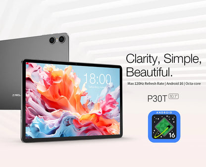 Custodia per tablet Teclast P30T, Android, 16, 10,1", 16 GB (3 GB + 13 GB) di RAM, 128 GB di ROM, CPU a 8 core, tutto in uno: custodia per P30T/tastiera/mouse/penne/auricolari/supporto.