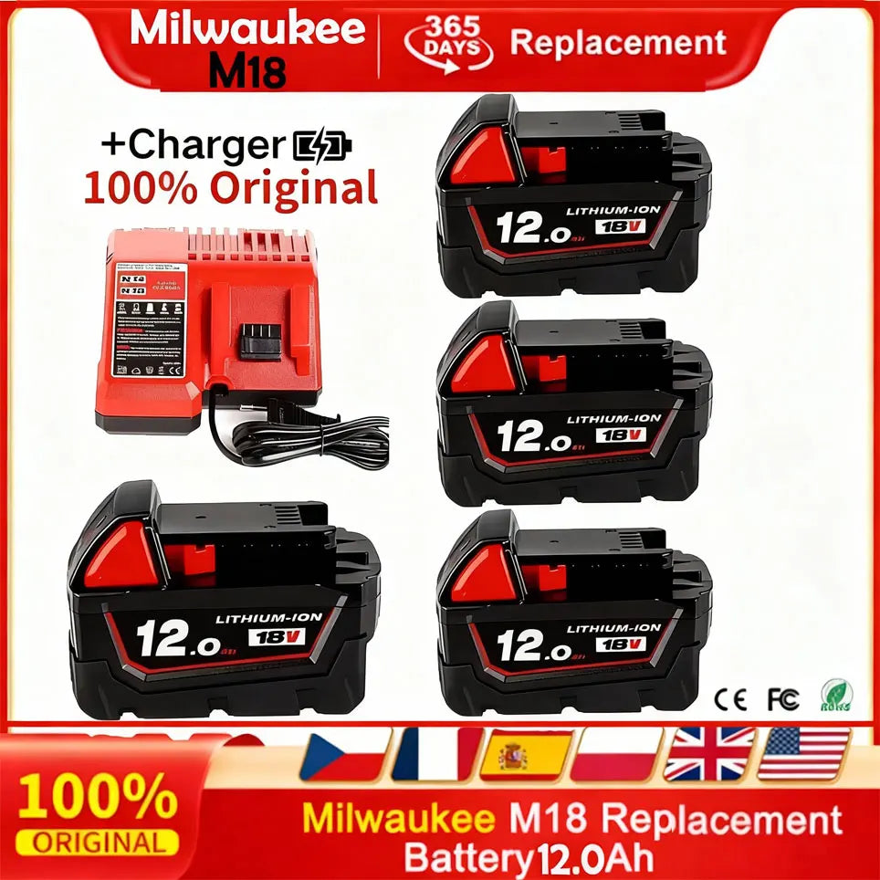 100% Per Milwaukee M18 18V 12000mAh 18650 Batteria Al Litio di Ricambio Per Milwaukee 48-11-1860 48-11-1850 48-11-1840 Batteria Strumento