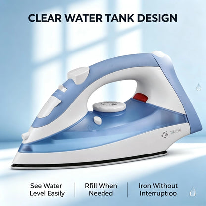 Ferro da Stiro a Vapore 2200W con Piastra in Ceramica, Funzione di Auto-Pulizia, Serbatoio d'Acqua da 170ml per Rimozione Pieghe da Tessuti e Vestiti, Elettrodomestico