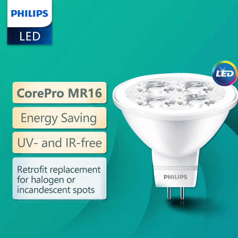 Philips 4 pezzi CorePro LED MR16 3W(=35W) 5W(=50W) Lampadina riflettente 12V GU5.3 24D Spot Light 2700K 6500K Bianco Hotel Negozi Lampade
