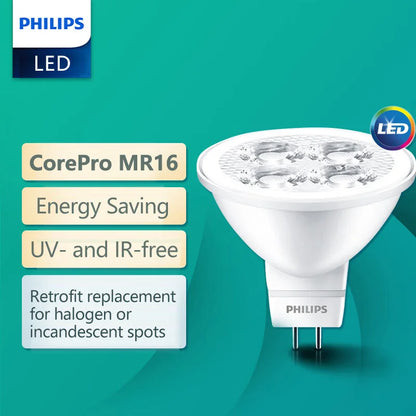 Philips 4 pezzi CorePro LED MR16 3W(=35W) 5W(=50W) Lampadina riflettente 12V GU5.3 24D Spot Light 2700K 6500K Bianco Hotel Negozi Lampade