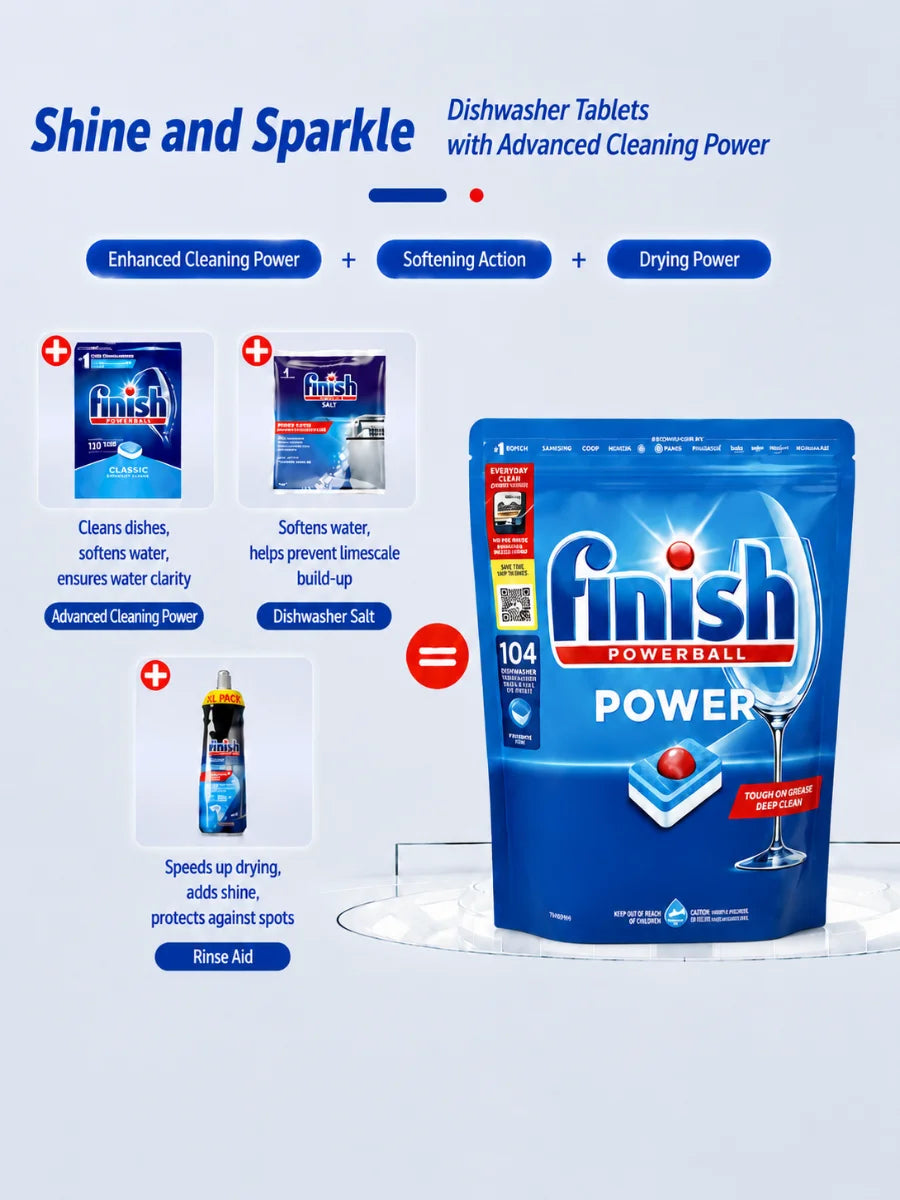 Pastiglie per lavastoviglie con involucro idrosolubile Powerball, detergente enzimatico pre-dissolvente per lavastoviglie, capsule per lavaggio piatti