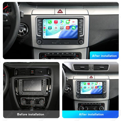 MEKEDE Android 15 Wireless CarPlay Auto Car Multimedia Player per VW Golf Passat Polo EOS T5 Skoda Combi 4G WiFi Luce Ambientale