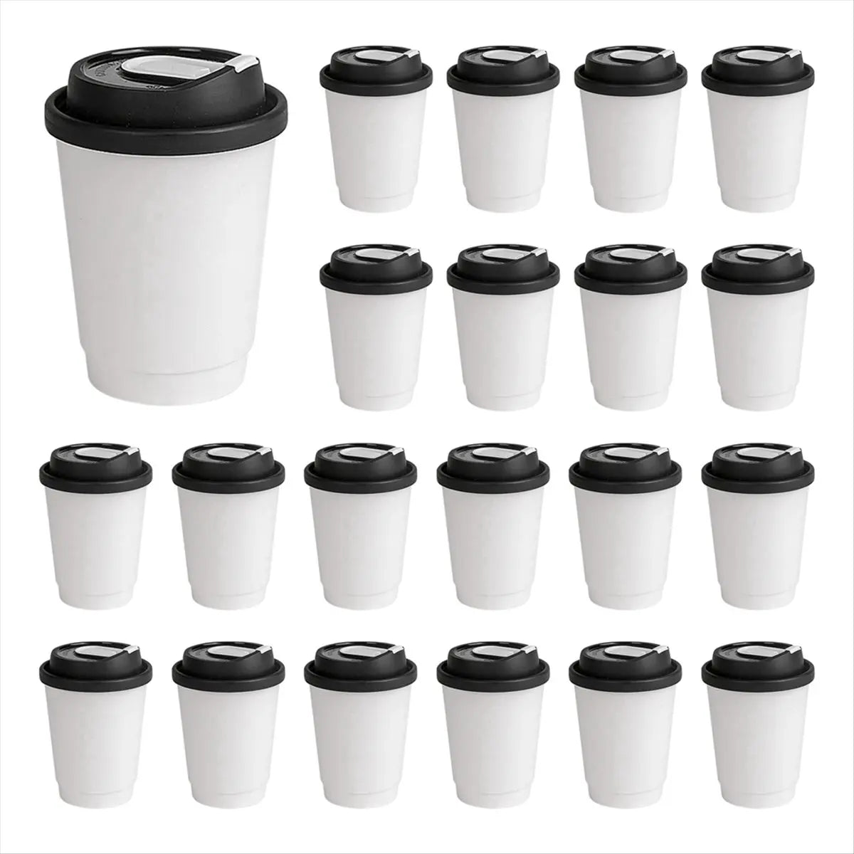 (LBER) Bicchieri da Caffè Usa e Getta a Doppio Strato con Coperchi, Bicchieri di Carta Isolanti per Bevande Calde, Perfetti per