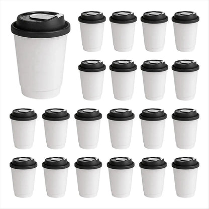 (LBER) Bicchieri da Caffè Usa e Getta a Doppio Strato con Coperchi, Bicchieri di Carta Isolanti per Bevande Calde, Perfetti per