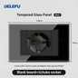 DELEFU Presa a Muro in Vetro Temperato Nero con USB Type-C per Ricarica Rapida, Interruttore Schuko, TV Sat, Telefono, Campanello, Italia/Cile