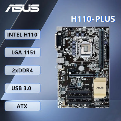 Scheda Madre Asus H110-PLUS Compatibile con CPU Core I3-6300 I3-7300 I5-6500 I7-7700 I5-7400 ATX LGA 1151 Intel H110 DDR4 32GB