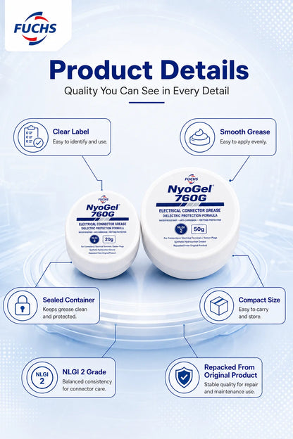 NyoGel 760G Grasso per Connettori Elettrici, Lubrificante Dielettrico Anticorrosione per Terminali di Cablaggio Automobilistico e Spine per Sensori 20g 50g