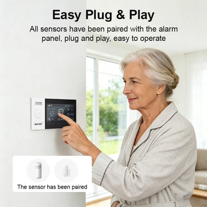 Allarme GSM WiFi compatibile con l'app Tuya Smart Life, rilevatore di intrusioni wireless per casa, garage, ufficio, negozio, protezione con avvisi in tempo reale.