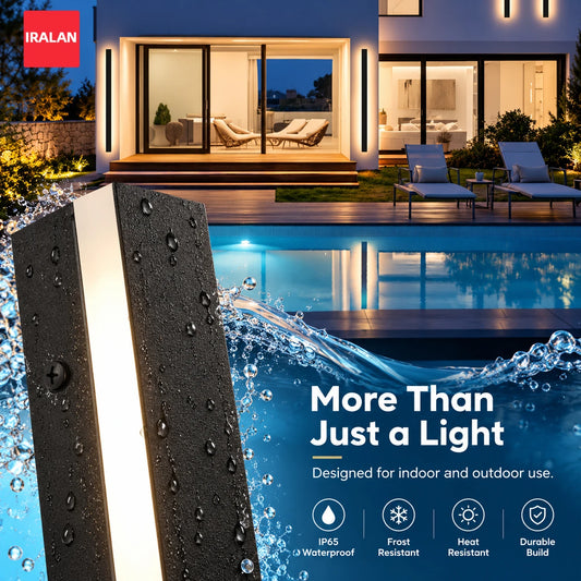 Lampada da parete a LED per esterni IRALAN, lampada decorativa da parete impermeabile e resistente ai raggi solari, ideale per giardini, cortili e ambienti interni.