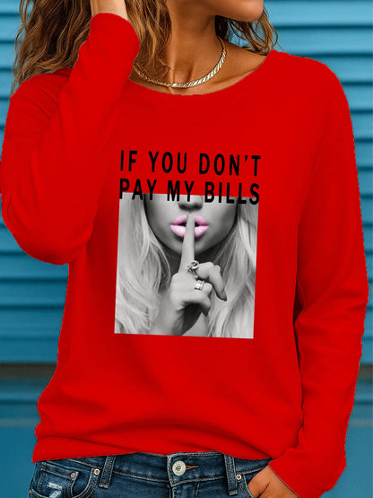 T-shirt da donna in 100% cotone, modello slim, a maniche lunghe, top bianco sottile, maglietta da donna