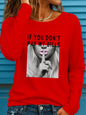 T-shirt da donna in 100% cotone, modello slim, a maniche lunghe, top bianco sottile, maglietta da donna