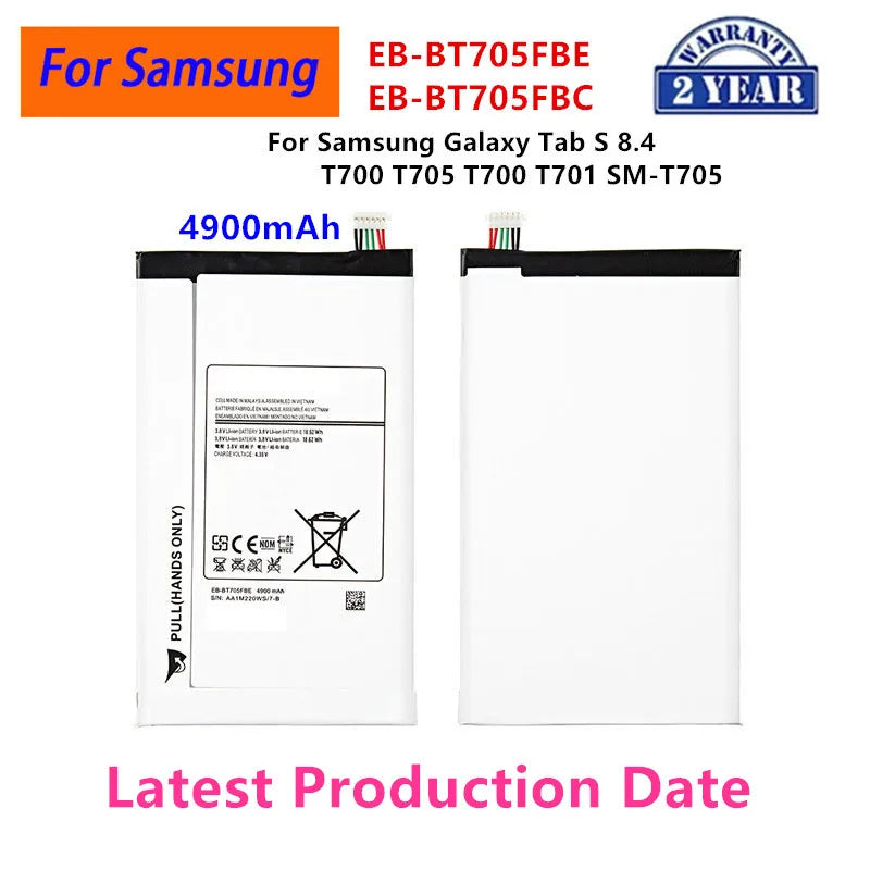 Nuovissimo Tablet EB-BT705FBE EB-BT705FBC 4900mAh batteria per Samsung Galaxy Tab S 8.4 T700 T705 T700 T701 SM-T705