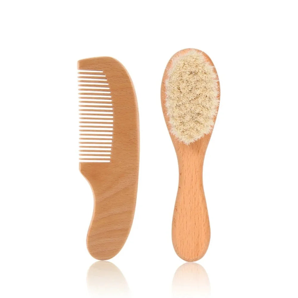 Set di 2 pettini e spazzole per la cura del bambino, set regalo con pettine e spazzola in legno di faggio TG183