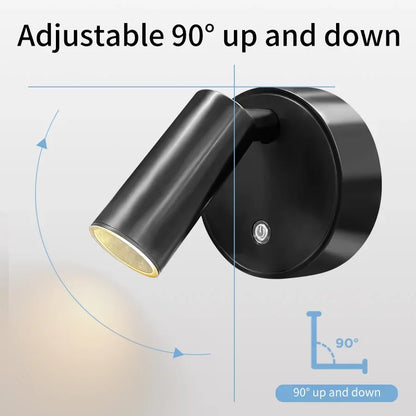 Faretto LED ricaricabile USB Lampada da parete magnetica senza fili Sensore tattile Dimmerabile Faretto per camera da letto per porta dell'armadio a 3 colori