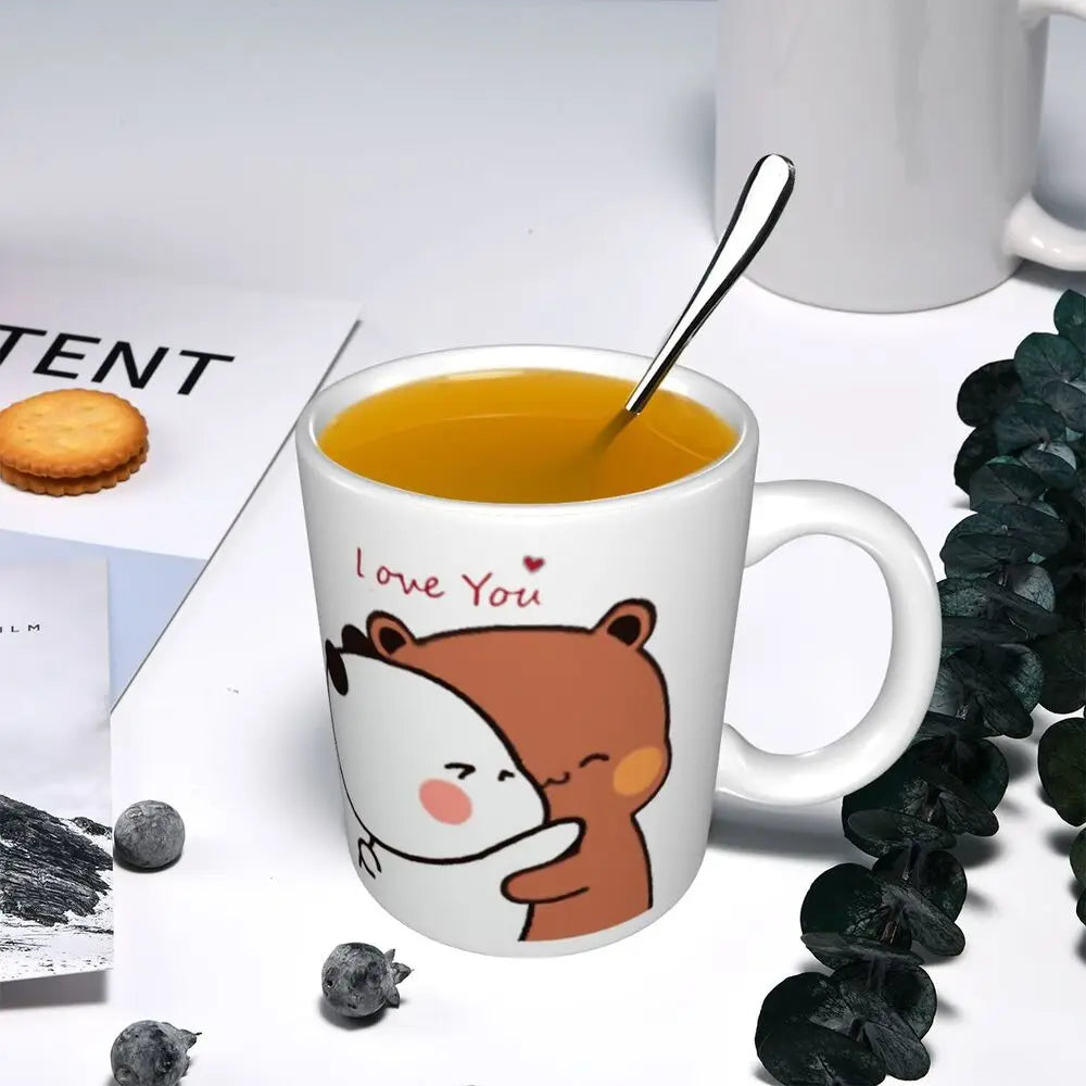 Tazze personalizzate per coppia Bubu Dudu Panda e Brownie Bear Tazza da caffè per tè al latte in ceramica fai-da-te