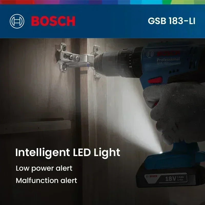 Trapano avvitatore a impulsi senza fili Bosch GSB183-LI 18V, avvitatore elettrico ad alta coppia per legno, metallo, muratura, utensile elettrico per il fai da te