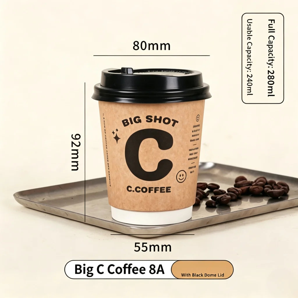 50 bicchieri di carta kraft usa e getta da 8/10/14oz, a doppia parete, isolati, per caffè, tè, latte e succhi, ideali per caffetterie e negozi.