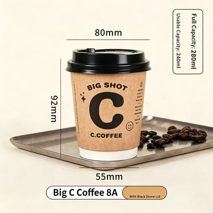 50 bicchieri di carta kraft usa e getta da 8/10/14oz, a doppia parete, isolati, per caffè, tè, latte e succhi, ideali per caffetterie e negozi.