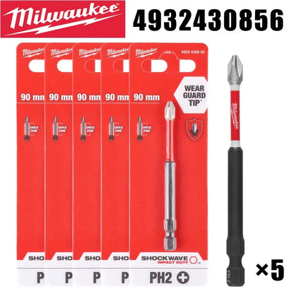 Punte per Trapano a Impatto Milwaukee Shockwave PH2, Serie di Punte per Avvitatore da 25mm/50mm/90mm