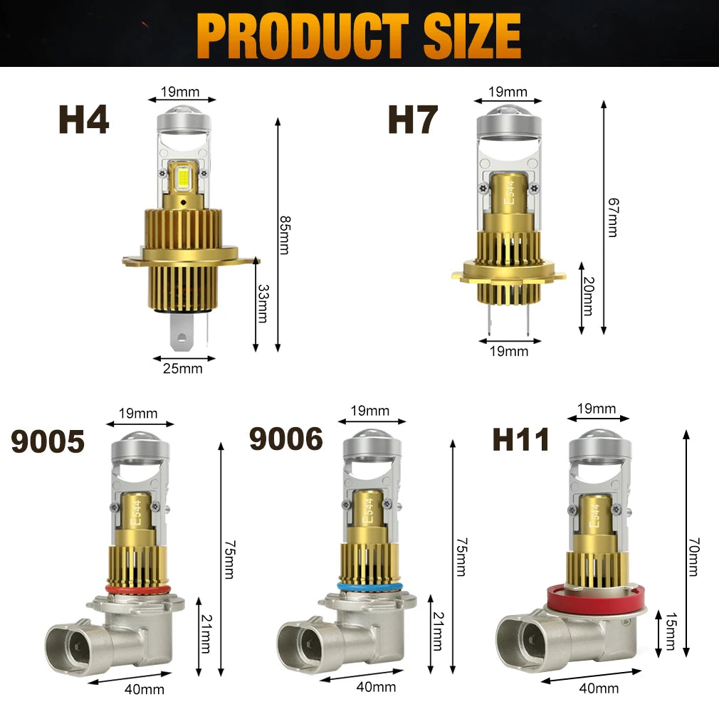 XSTORM H7 Proiettore LED Faro H11 H8 9005 9006 H4 Lente per proiettore LED Hedalights Canbus 60000LM 150W Auto Fascio alto e basso 12V