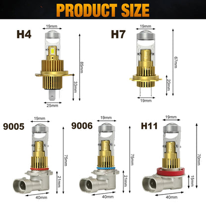 XSTORM H7 Proiettore LED Faro H11 H8 9005 9006 H4 Lente per proiettore LED Hedalights Canbus 60000LM 150W Auto Fascio alto e basso 12V