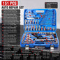 Set di Chiavi a Bussola da 53/82/108/151 Pezzi con Attacco da 1/4", 3/8", 1/2" e Kit di Punte a Cricchetto per Riparazione Auto e Moto, Utensili Manuali da Meccanico con Valigetta