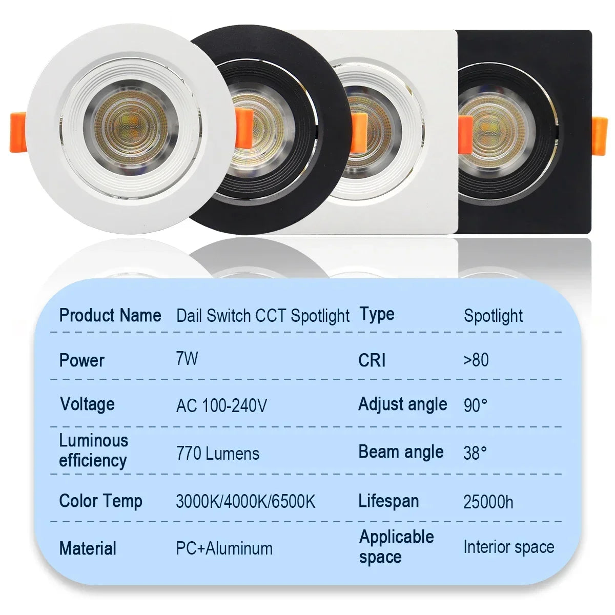 4-20 pezzi 3 CCT LED plafoniera 3000K 4000K 6500K pieghevole da incasso per la casa camera da letto bagno soggiorno illuminazione Lamparas Led