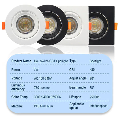 4-20 pezzi 3 CCT LED plafoniera 3000K 4000K 6500K pieghevole da incasso per la casa camera da letto bagno soggiorno illuminazione Lamparas Led