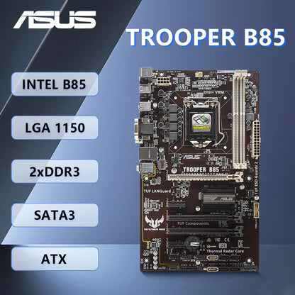 Scheda madre ASUS TROOPER B85, compatibile con CPU I3-4130, I3-4360, I5-4670, I7-4771, 2 slot DDR3, 16 GB, PCI-E 3.0, formato ATX, scheda madre B85.