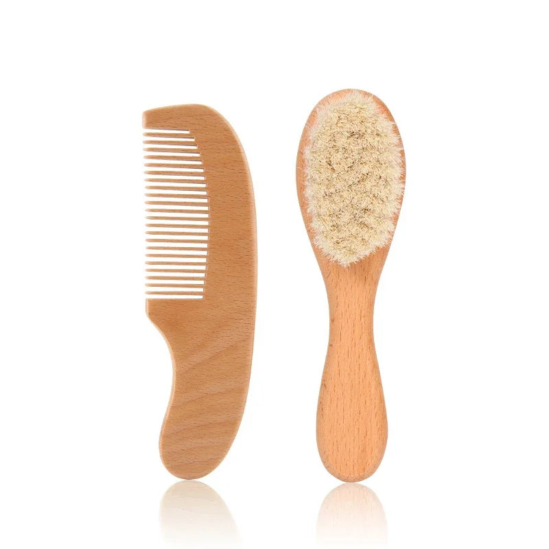 Set di 2 pettini e spazzole per la cura del bambino, set regalo con pettine e spazzola in legno di faggio TG183