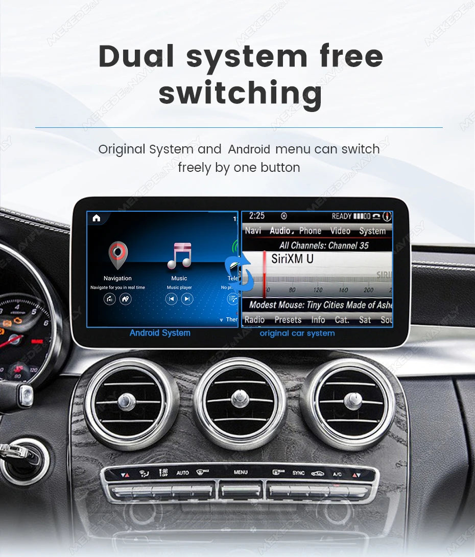 MEKEDE 10.25/12.3” QLED Snapdragon 4G Wireless CarPlay Auto per Mercedes Benz Classe C W205 S205 2014-2018 Lettore multimediale per auto