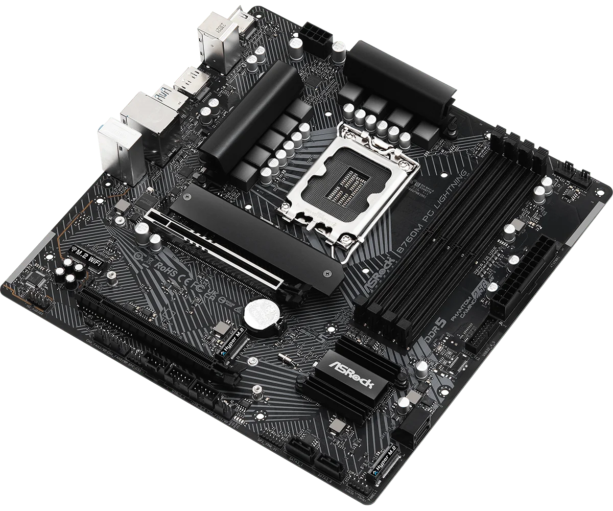Scheda Madre ASROCK B760M PG LIGHTNING Intel B760 LGA1700 DDR5 256GB Supporto CPU 14900 14490 13700 13400 12900