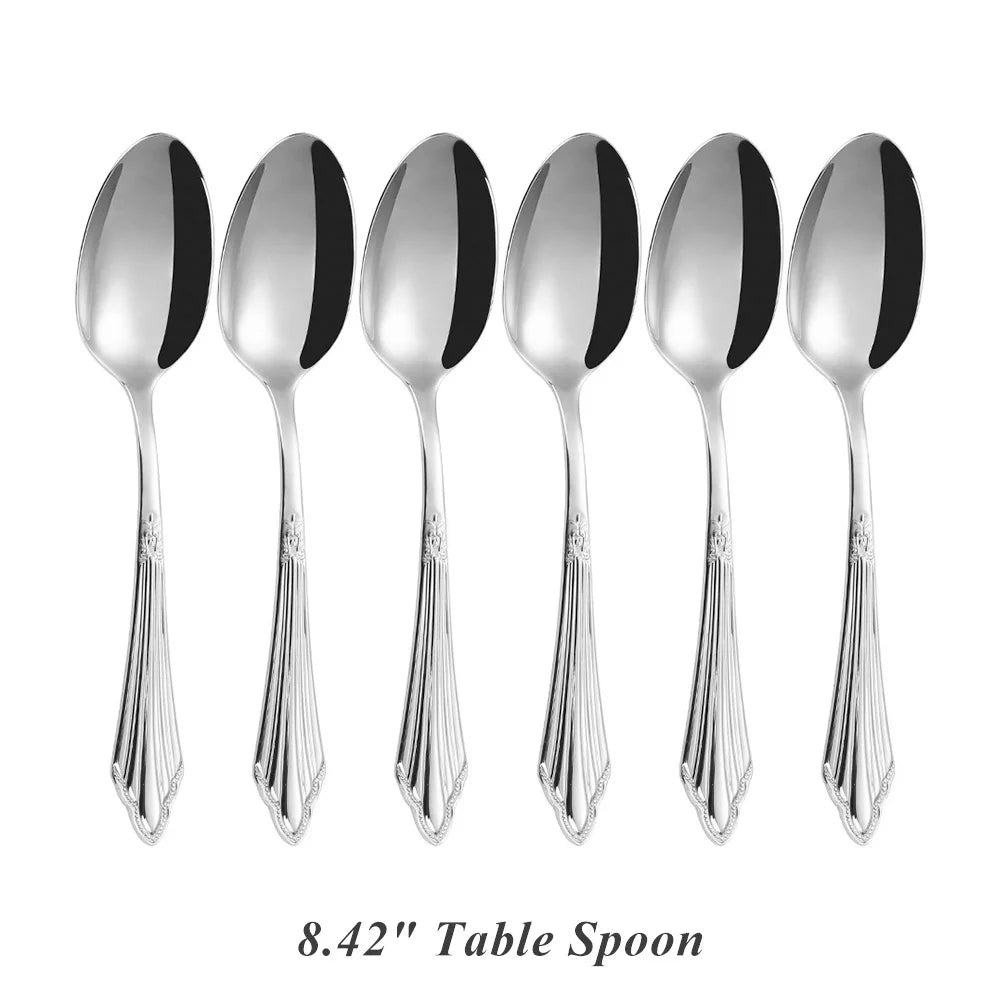 Set di 6 cucchiai da tavola da 6 cucchiai da zuppa in acciaio inossidabile Set di cucchiai da zuppa Royal 6 pezzi per cucina/casa/ristorante