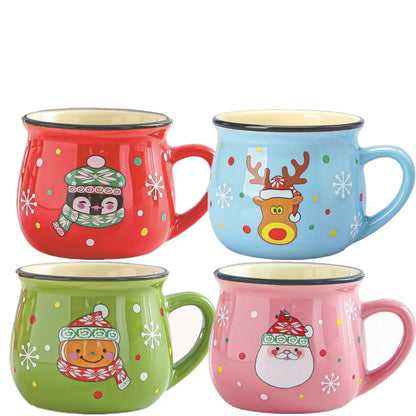 Nuovo 4/1PC Kawaii Natale Tazze Tazze di Ceramica Babbo Natale Alce Figurine Regalo Creativo Per Ufficio Casa Latte Caffè Tazza di Tè Coppie