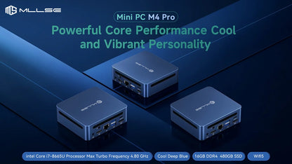 MLLSE M4 Pro Mini PC con Processore Intel Core I7-8665U, 16GB RAM DDR4, 480GB SSD, WiFi 5, BT 4.2, Win11, Mini Computer Desktop