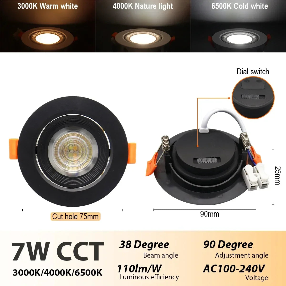4-20 pezzi 3 CCT LED plafoniera 3000K 4000K 6500K pieghevole da incasso per la casa camera da letto bagno soggiorno illuminazione Lamparas Led