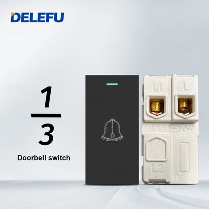 DELEFU Presa Italiana Fai-da-te con USB Tipo C, Interruttore Campanello, 45A 20A, per Tende, Telefono, CAT5, TV, HDMI, SAT, Nera