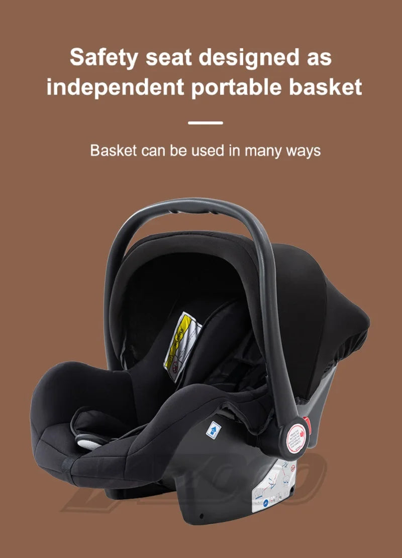 Passeggino 3 in 1 Facile da piegare Telaio in alluminio ad alto paesaggio Passeggino neonato con ruota in gomma per assorbimento degli urti a quattro ruote