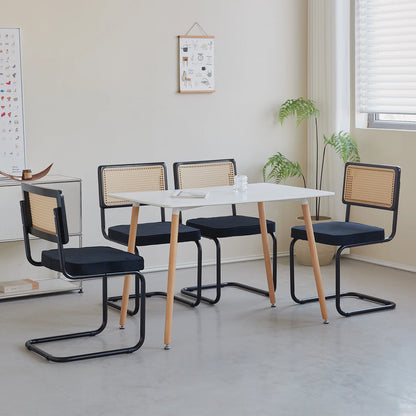 EGOONM Set di 2/4 sedie da pranzo retrò sedia in rattan di plastica casa camera da letto scrivania schienale sgabello arco computer ufficio sedile imbottito